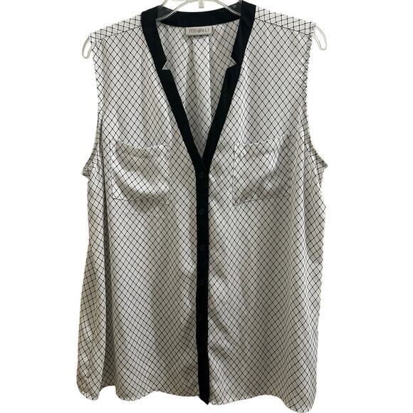 Roz & Ali Sleeveless Buttonup Blouse w Pockets XL 1X Lightweight Top - Picture 1 of 7